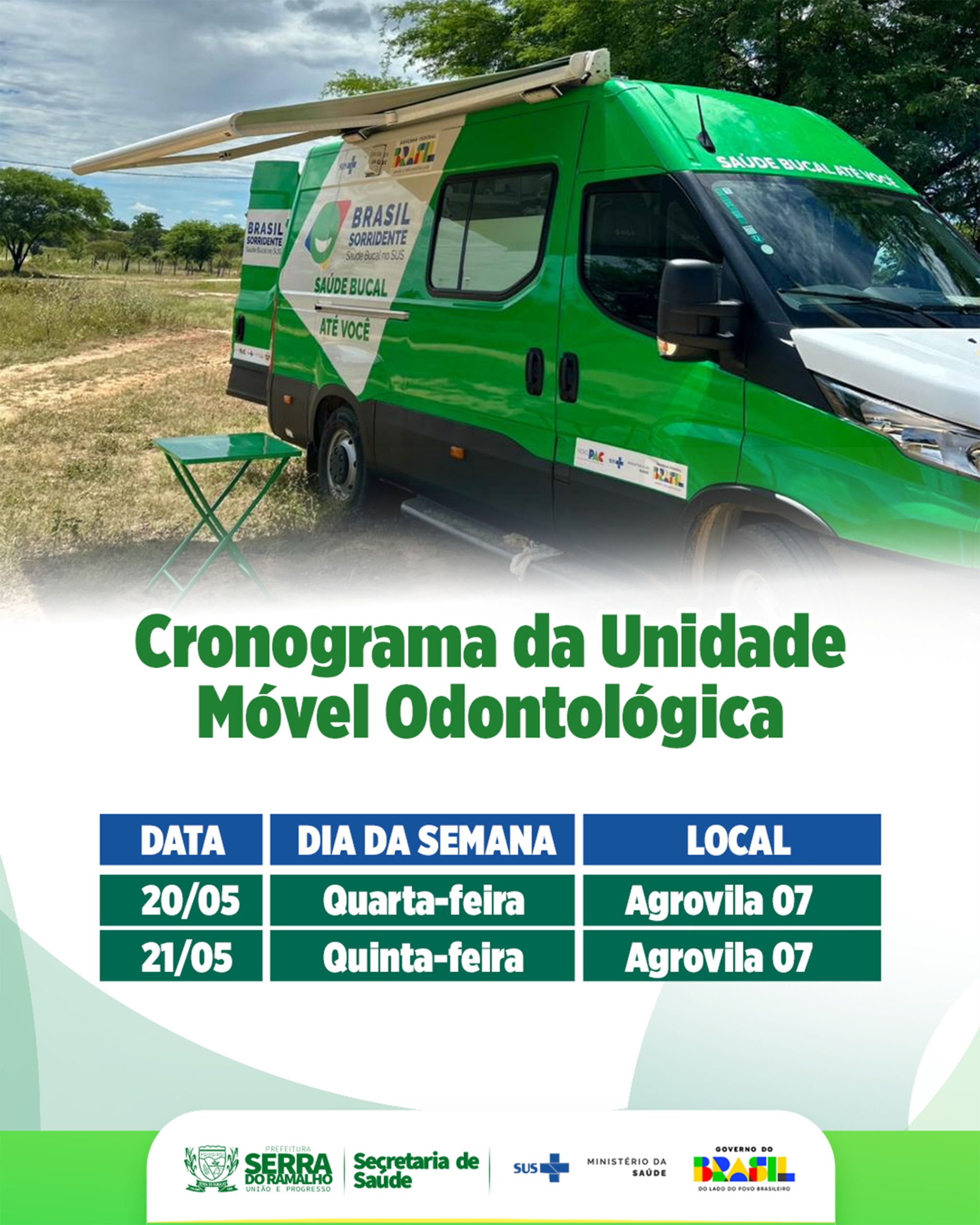 Unidade Móvel Odontológica Atenderá Moradores da Agrovila 07 Nos Dias 20 e 21 de Maio