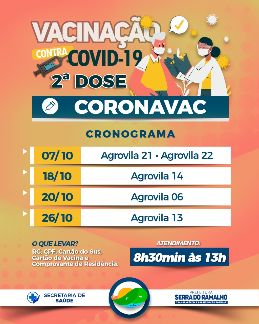 Atenção para o cronograma de vacinação da 2ª dose!