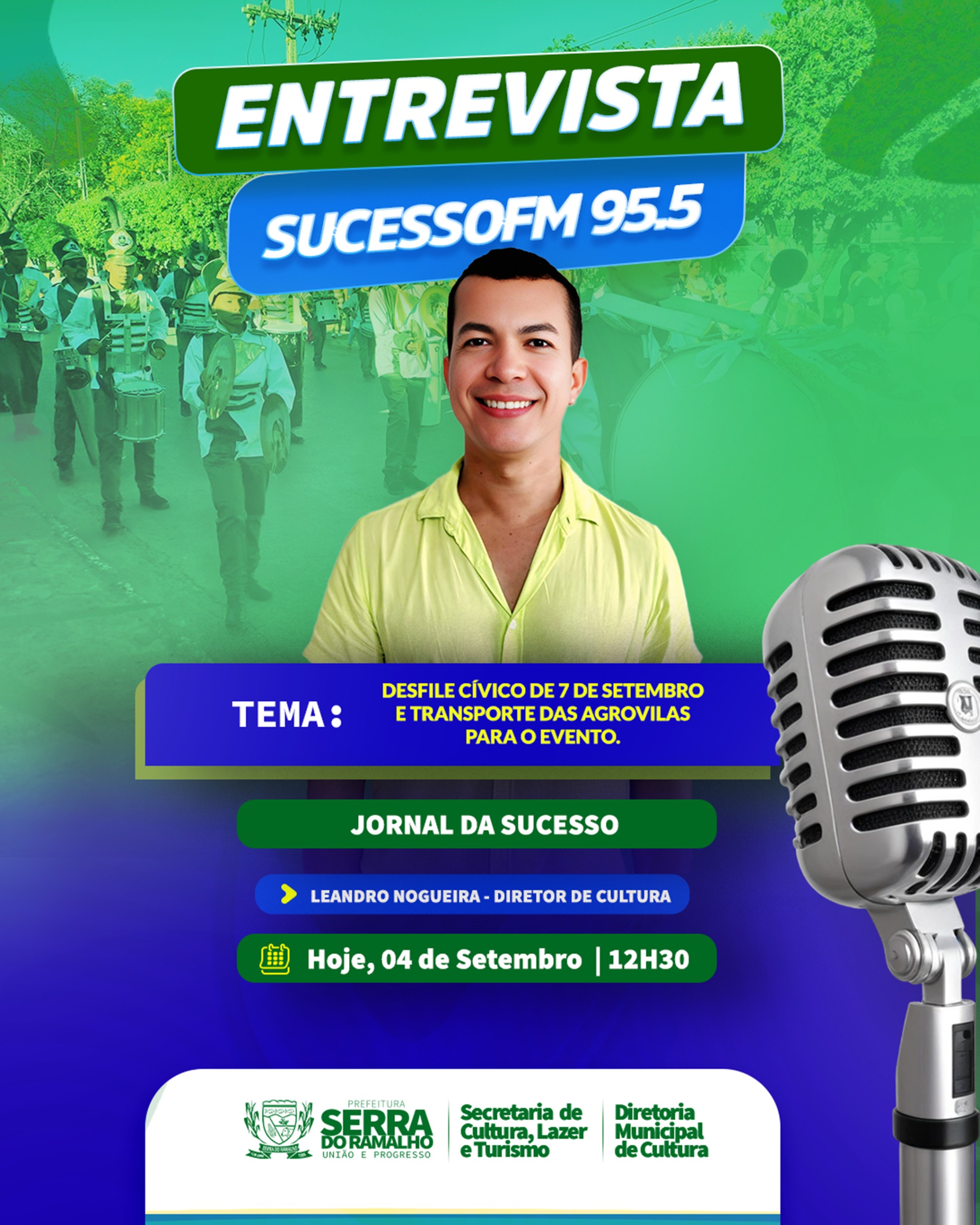 Entrevista na Sucesso FM aborda preparativos para o Desfile Cívico de 7 de Setembro