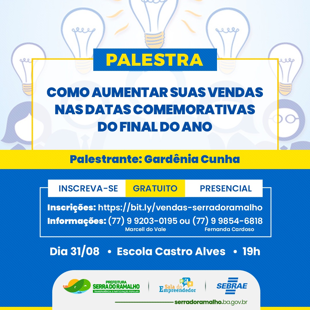 Atenção empreendedores e vendedores em geral do município: