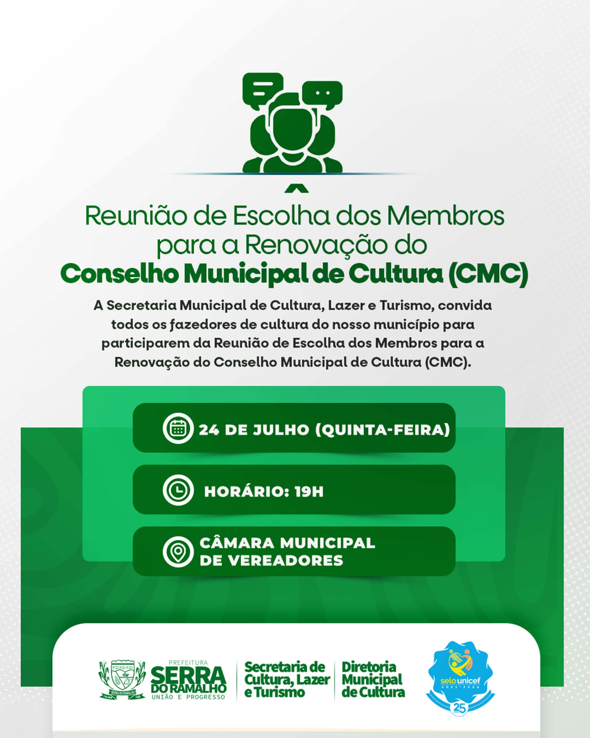 Reunião de Escolha dos Membros para a Renovação do Conselho Municipal de Cultura (CMC)