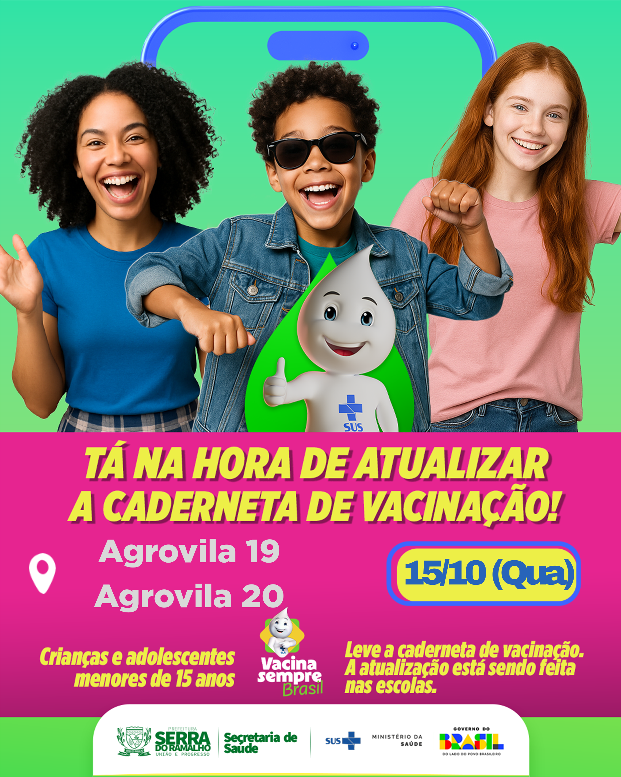 Atualização da caderneta de vacinação acontece nesta quarta-feira (15/10) nas Agrovilas 19 e 20