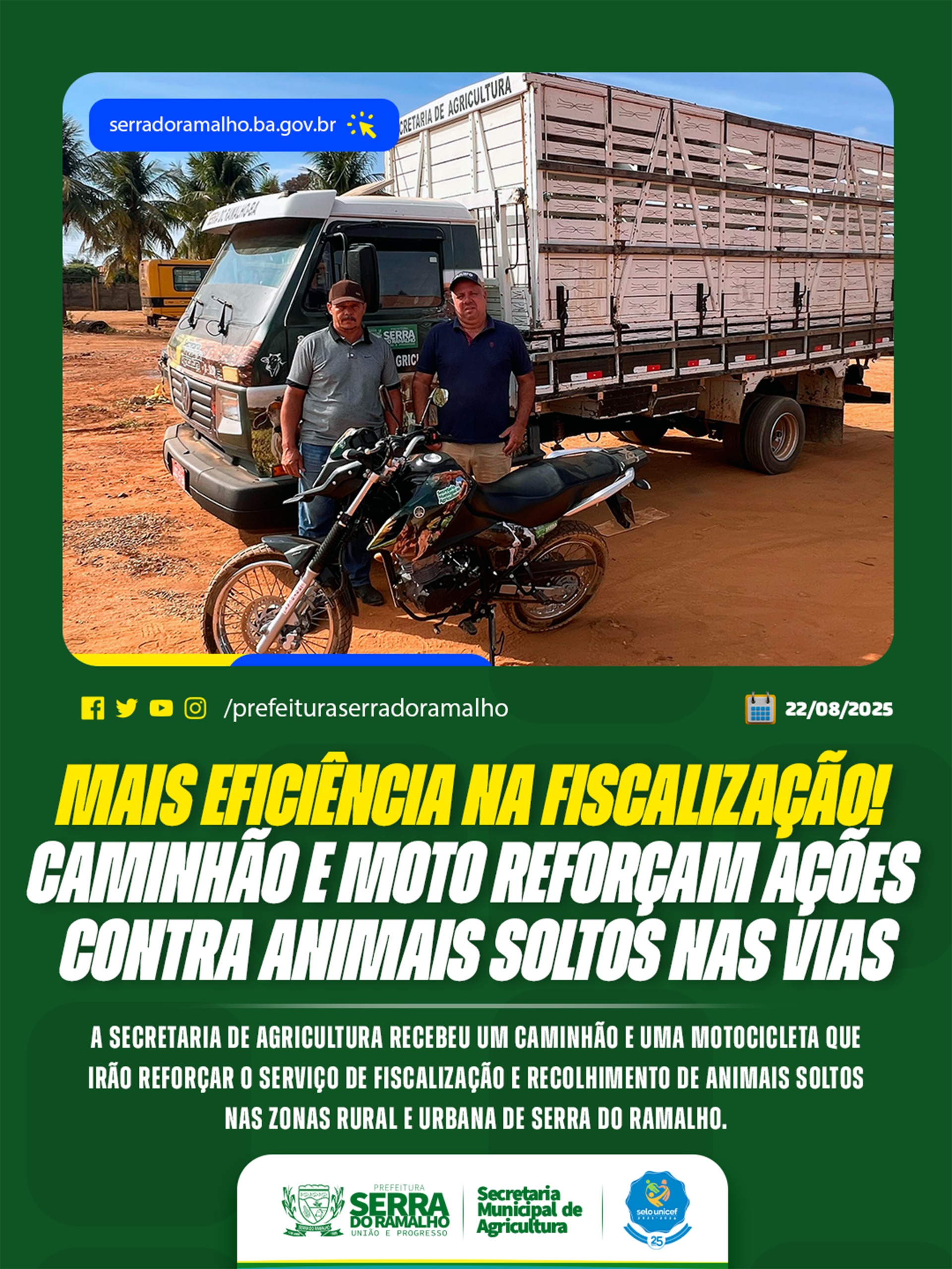 Reforço na Fiscalização: Secretaria de Agricultura recebe novos veículos