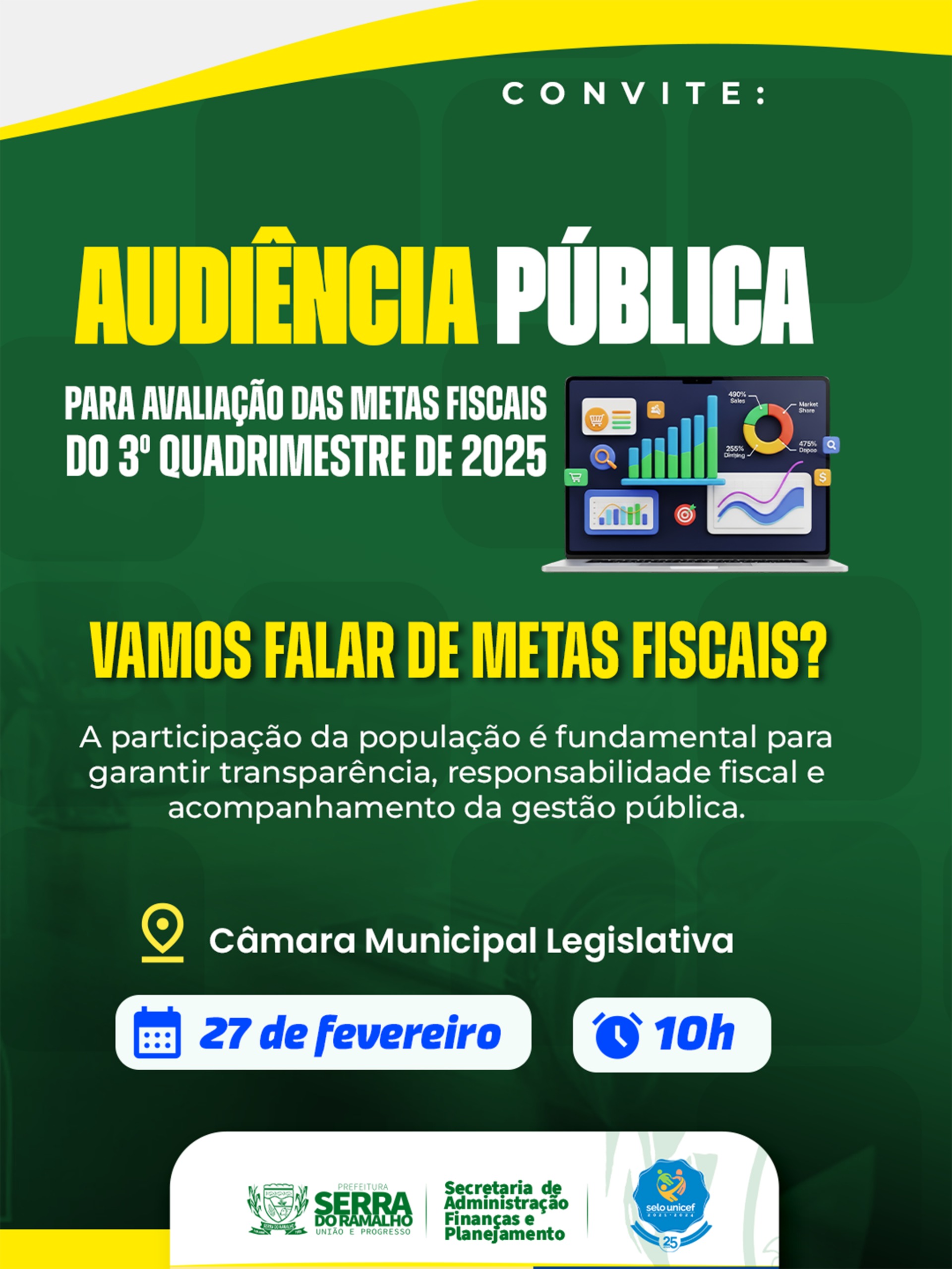Audiência Pública Vai Avaliar Metas Fiscais do 3º Quadrimestre de 2025