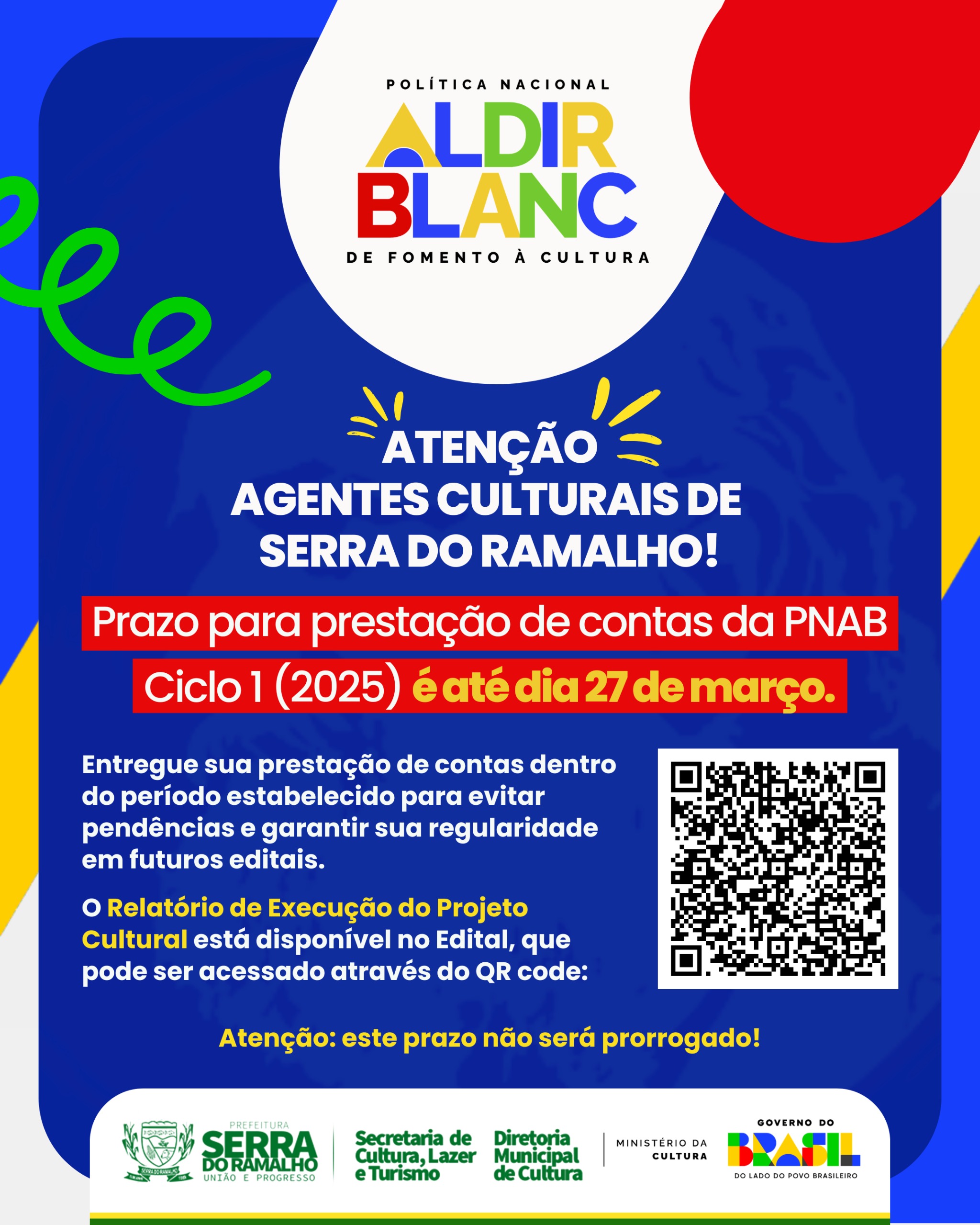 Prestação de contas da PNAB Ciclo 1 (2025) Deve Ser Entregue Até 27 de Março em Serra do Ramalho