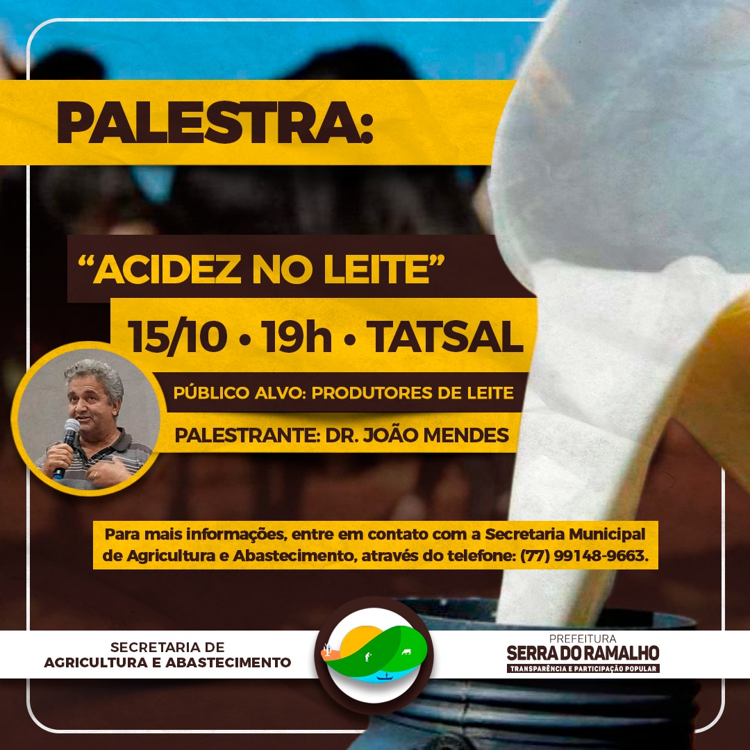 CONVITE: Palestra "Acidez do leite".