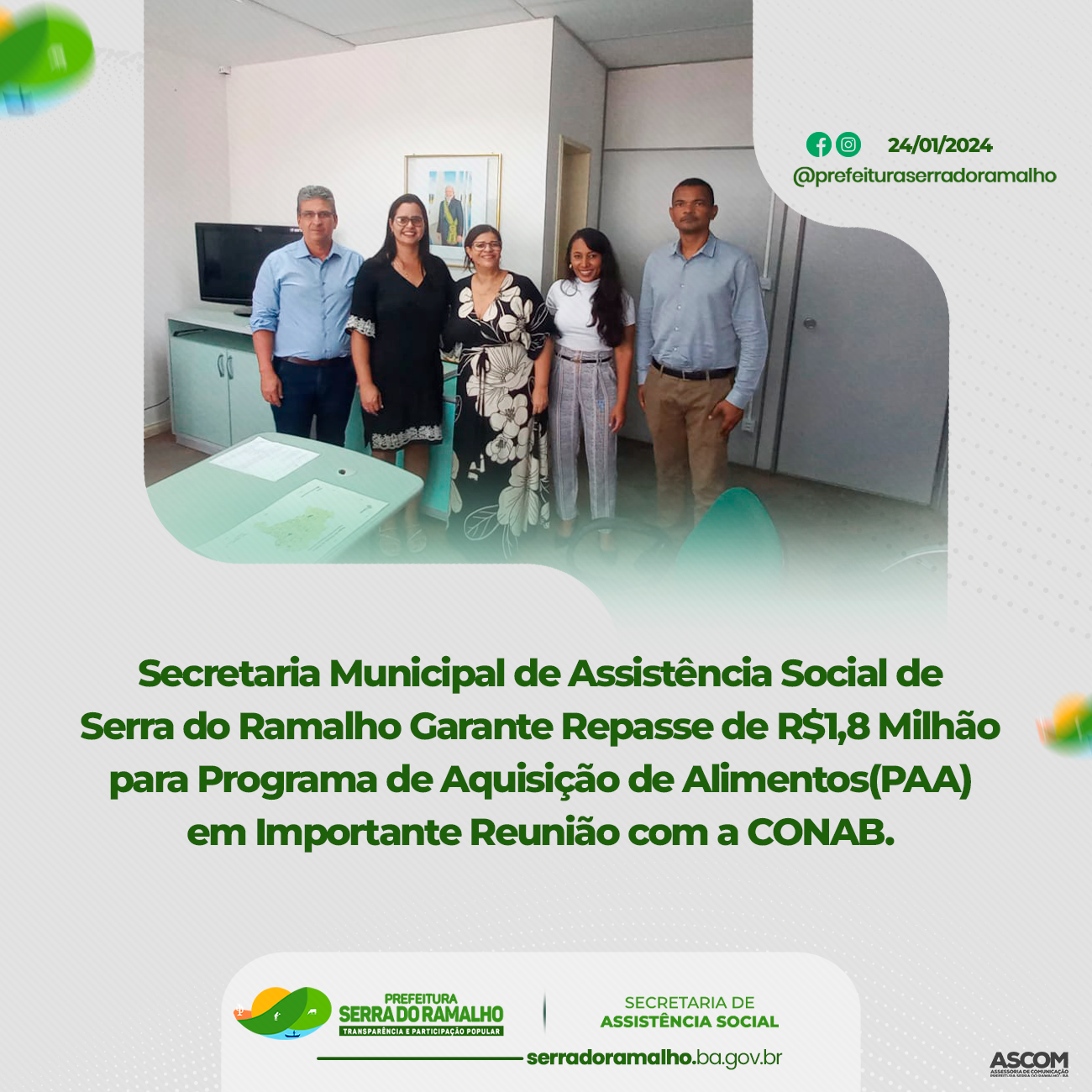 Assistência Social de Serra do Ramalho Garante Repasse de R$1,8 Milhão para Programa de Aquisição de Alimentos em Importante Reunião com a CONAB