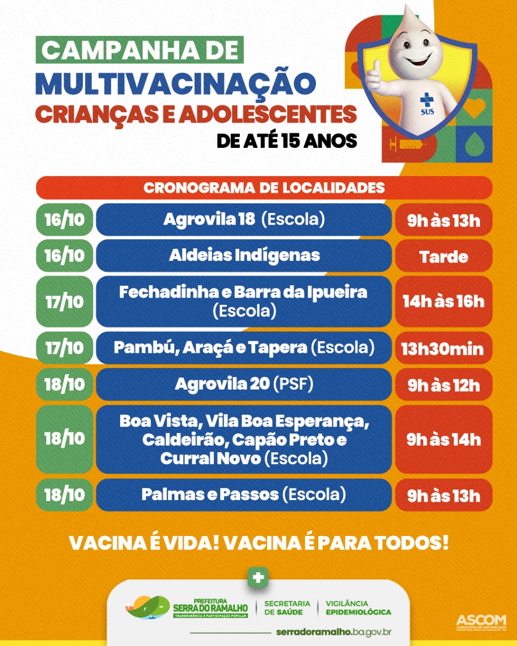 Campanha de Multivacinação - Cuide da Saúde dos Nossos Jovens 0 até 15 anos