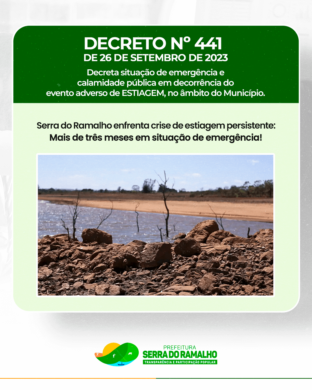 Serra do Ramalho enfrenta crise de estiagem persistente - Mais de três meses em situação de emergência