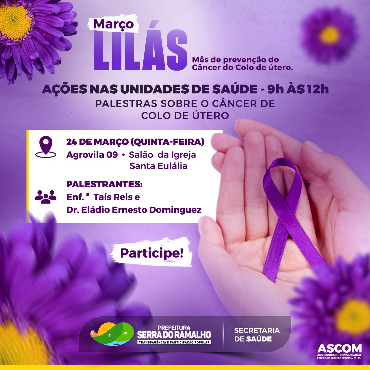 Atenção mulheres serramalhenses: palestra sobre o câncer de colo de útero na Agrovila 09.