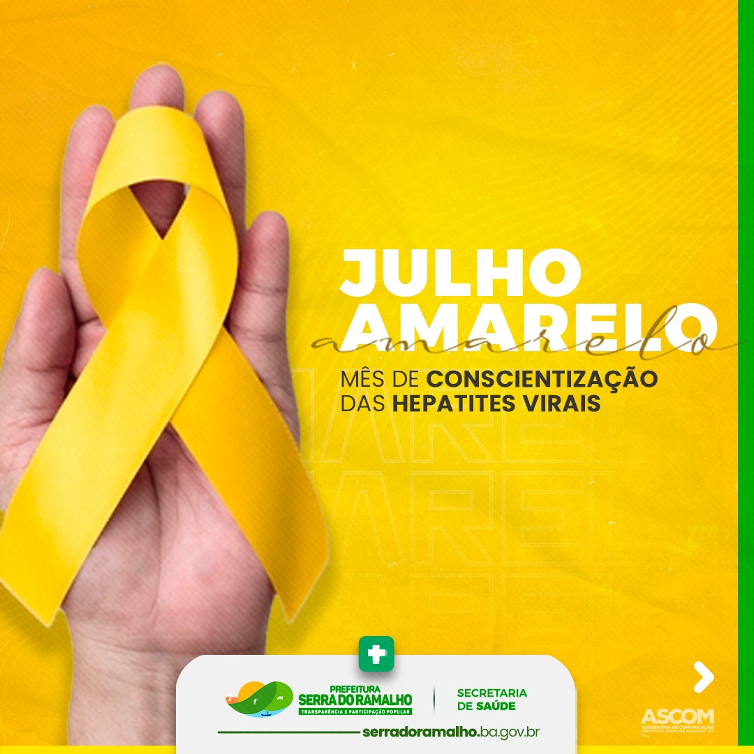 Julho é o mês de prevenção e conscientização sobre as Hepatites Virais. A Campanha Julho Amarelo reforça as ações de vigilância e proteção contra as doenças!