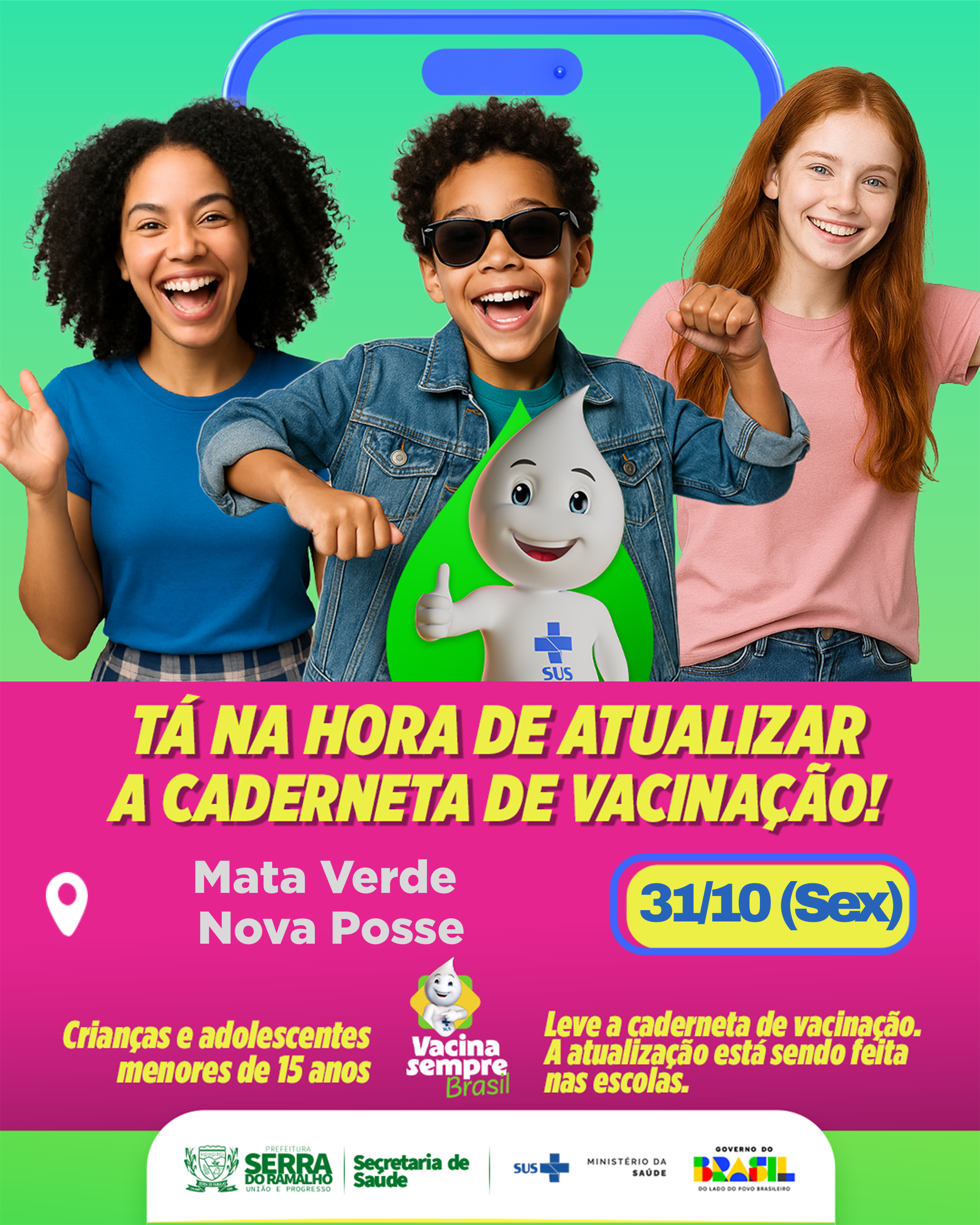 Secretaria de Saúde realiza atualização da caderneta de vacinação em Mata Verde e Nova Posse