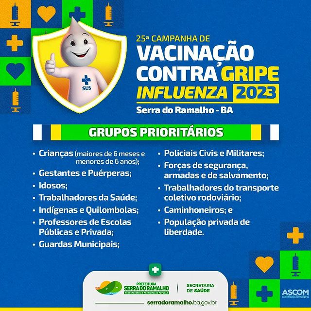 Atenção Serramalhense: Vem aí a 25a Campanha de Vacinação Contra a Gripe Influenza em Serra do Ramalho!