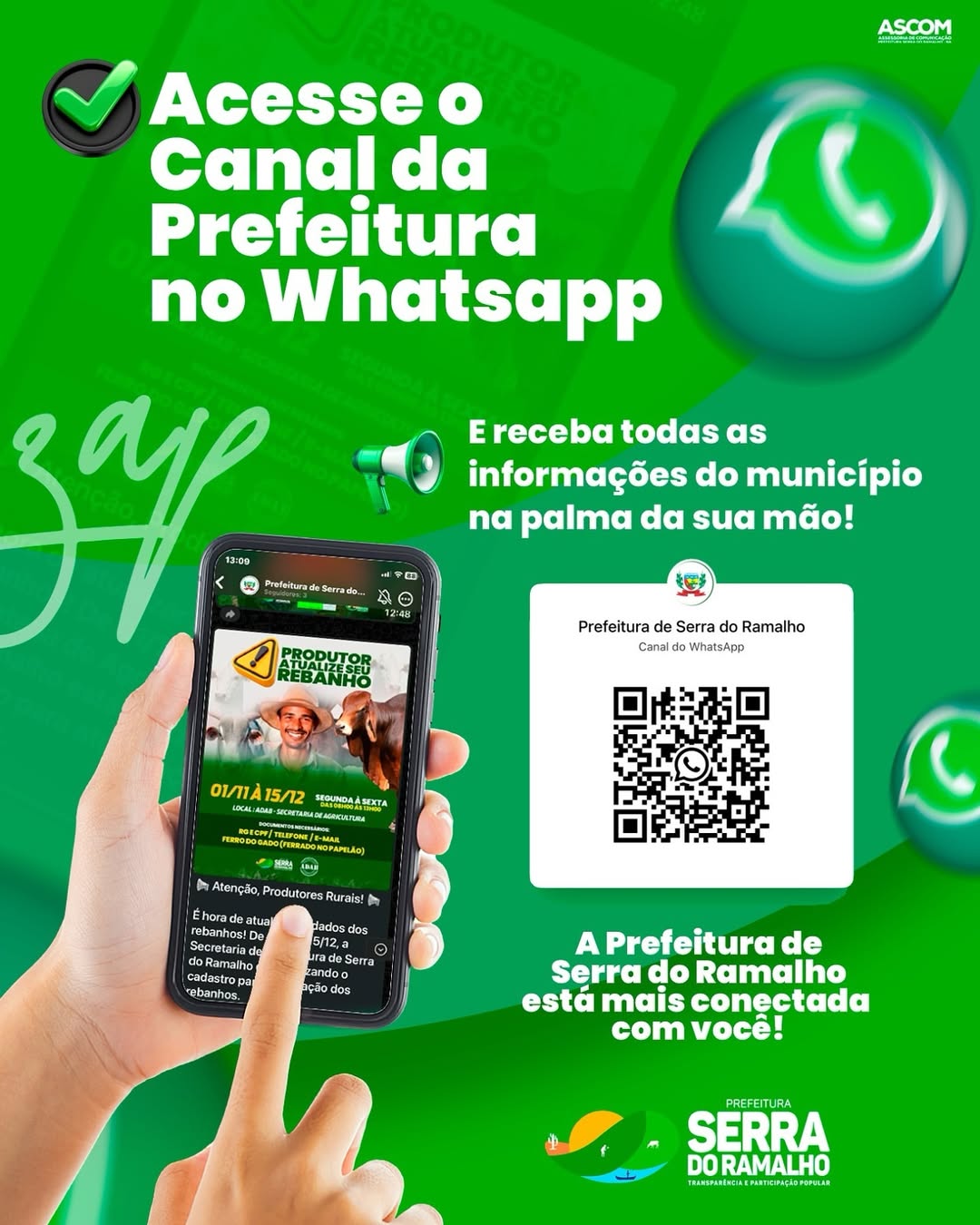 Temos um canal oficial no WhatsApp