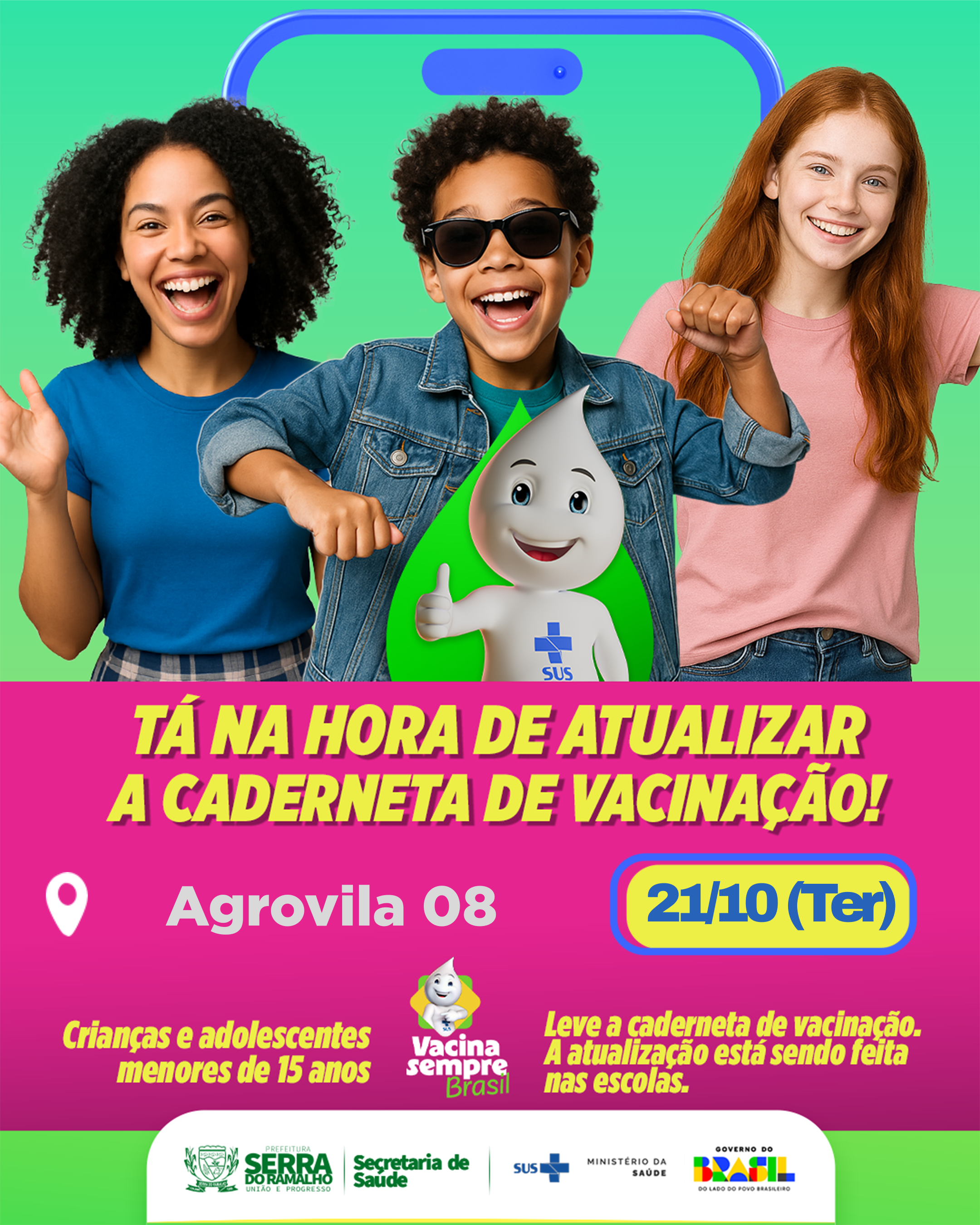 Atualização da caderneta de vacinação será realizada nesta terça-feira (21) na Agrovila 08