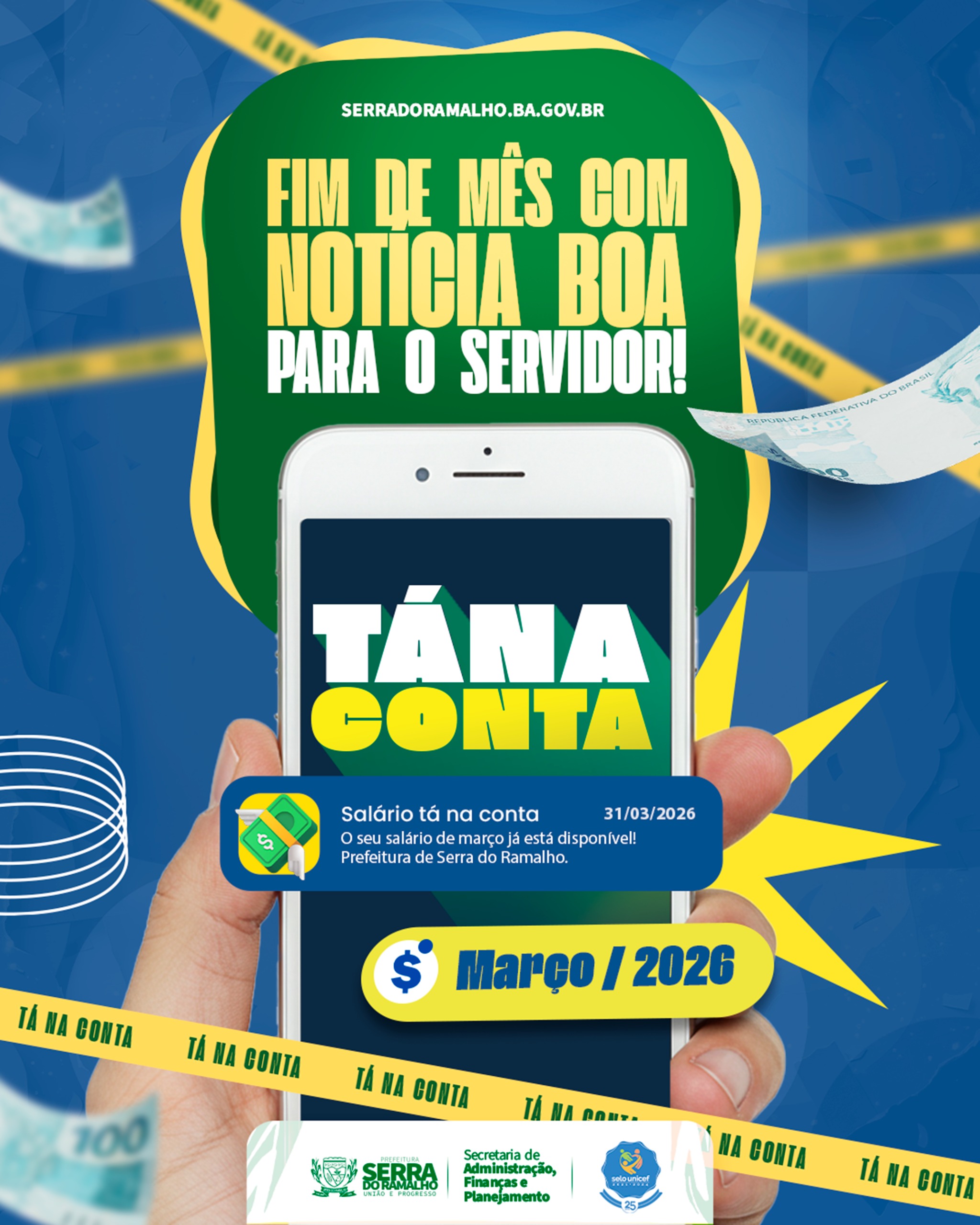 Salário de Março já está Disponível para Servidores Municipais