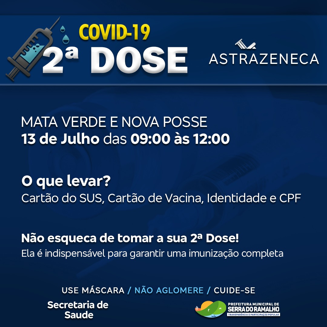 Atenção população da Mata Verde e Nova Posse:
