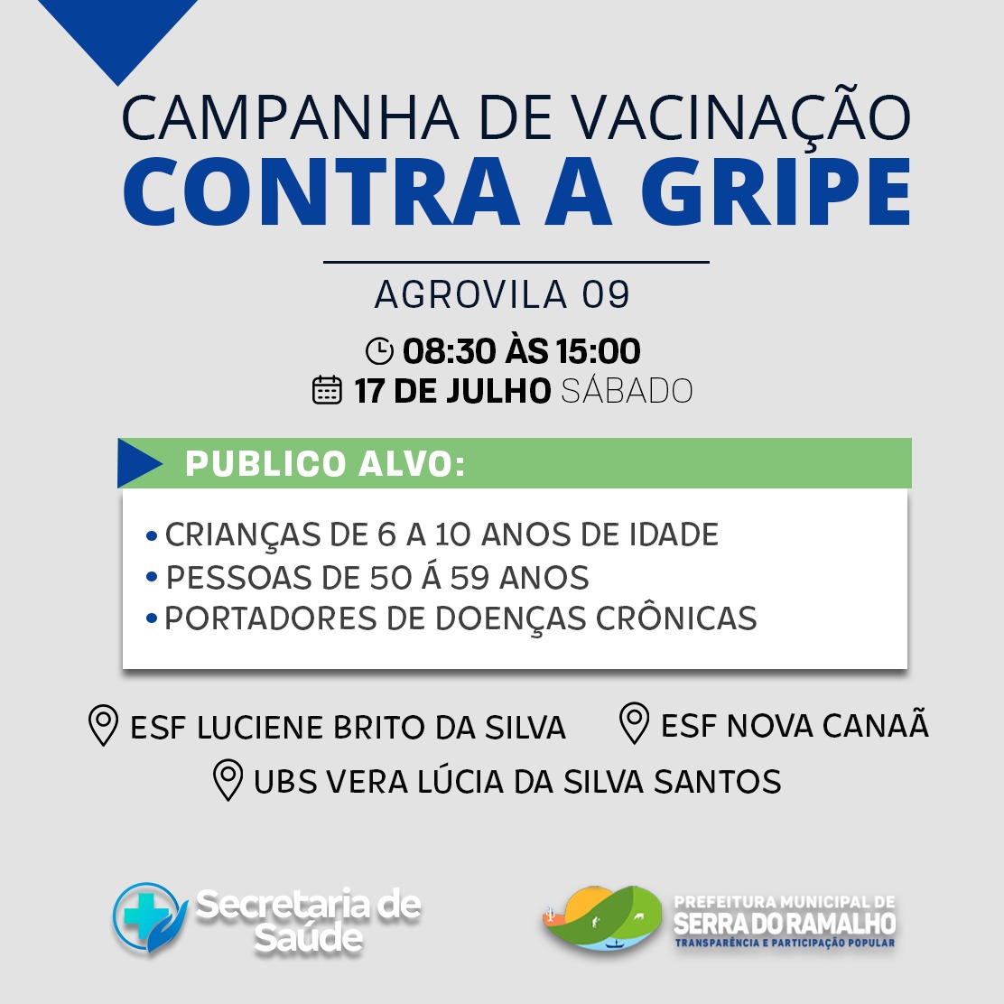 A Campanha de vacinação contra a gripe já se iniciou em Serra do Ramalho!