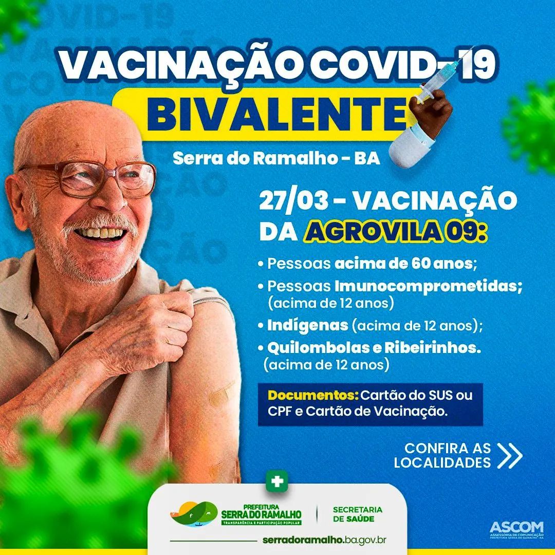 A Campanha de vacinação contra a COVID, com a vacina Bivalente Pfizer continua!