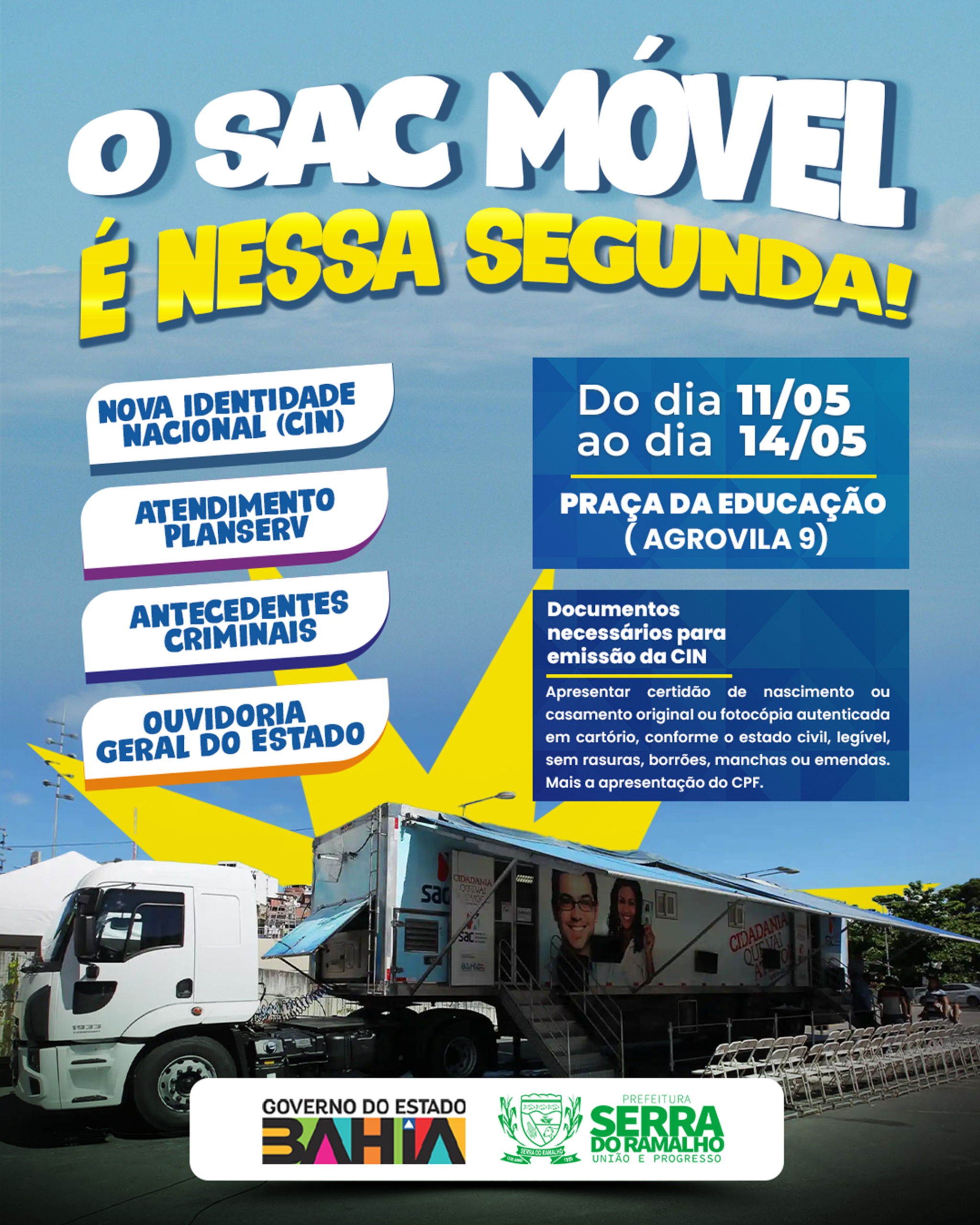 O SAC Móvel Chega à Agrovila 9 Nesta Segunda-Feira