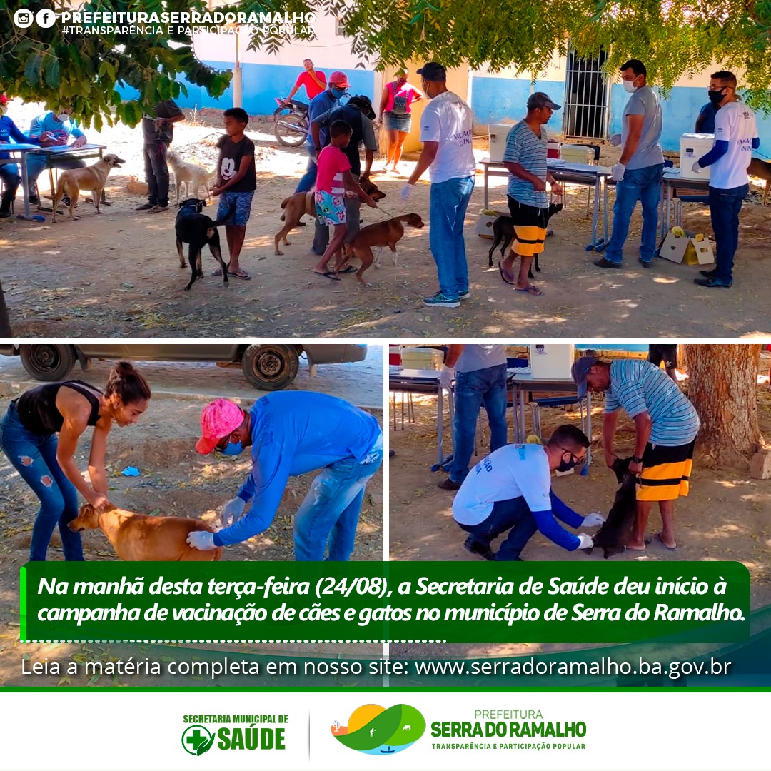 Na manhã desta terça-feira (24/08) a Secretaria de Saúde deu início à campanha de vacinação de cães e gatos no município de Serra do Ramalho.