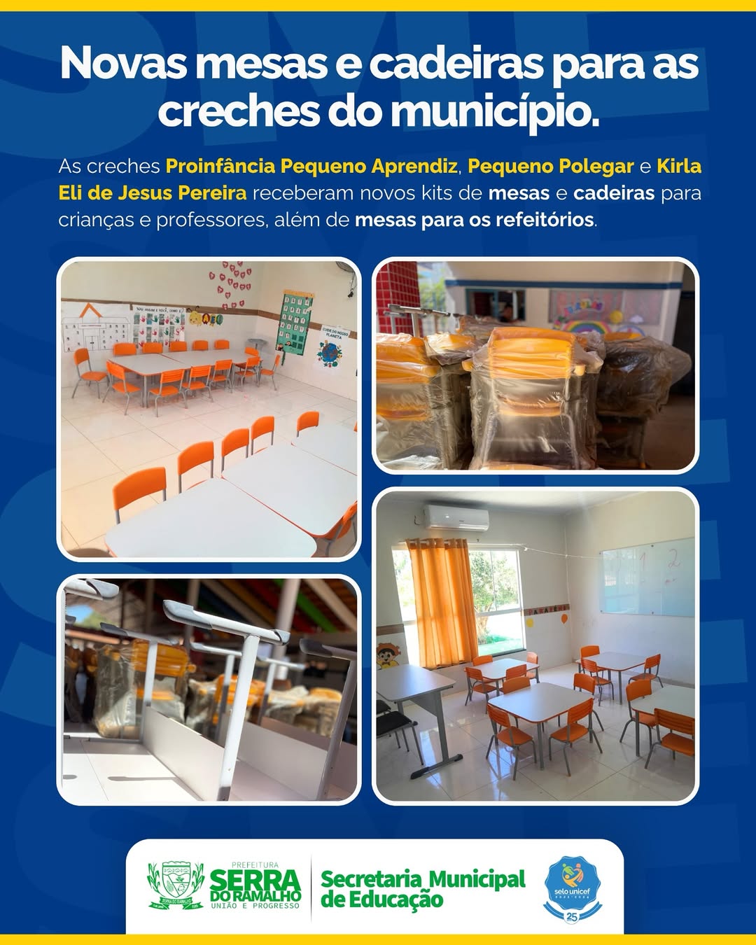 Entrega De Novos Kits De Mesas E Cadeiras Para As Creches Do Município