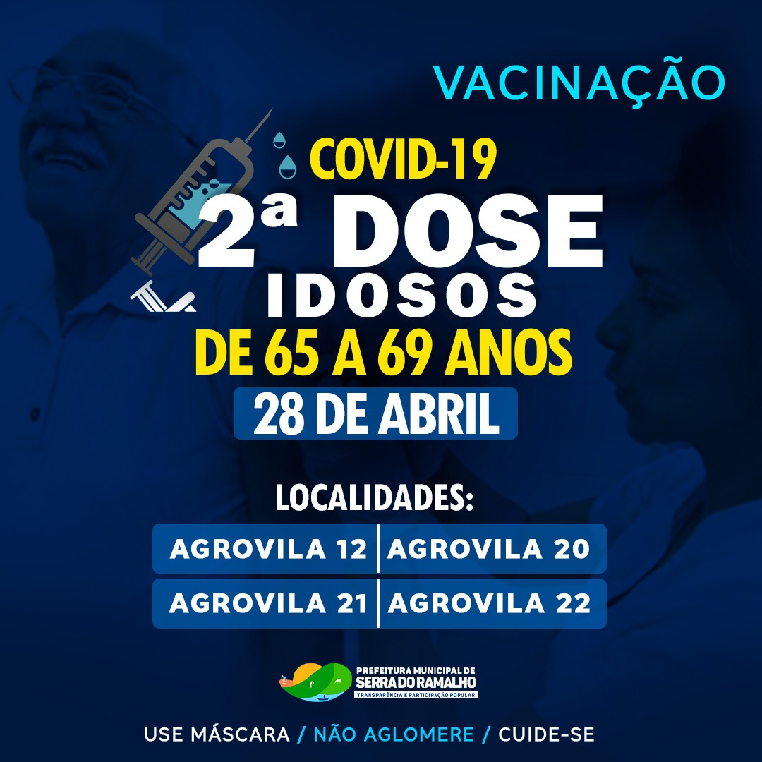 Vacinação Covid-19 , 2º dose idosos de 65 á 69 anos.