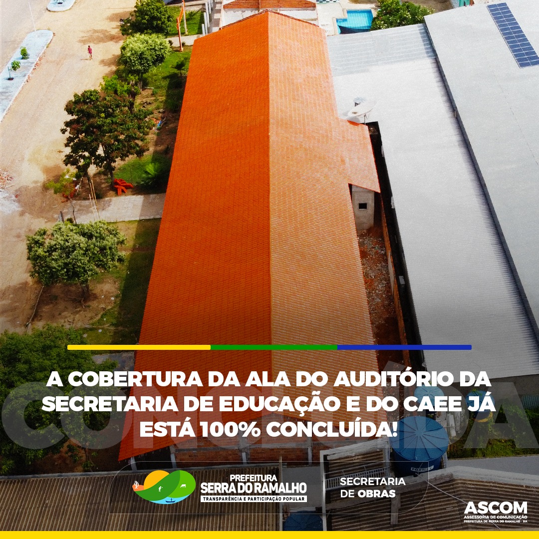 A reforma do prédio da Secretaria de Educação segue a todo vapor! O telhado da ala do auditório e do CAEE já está 100% concluído!