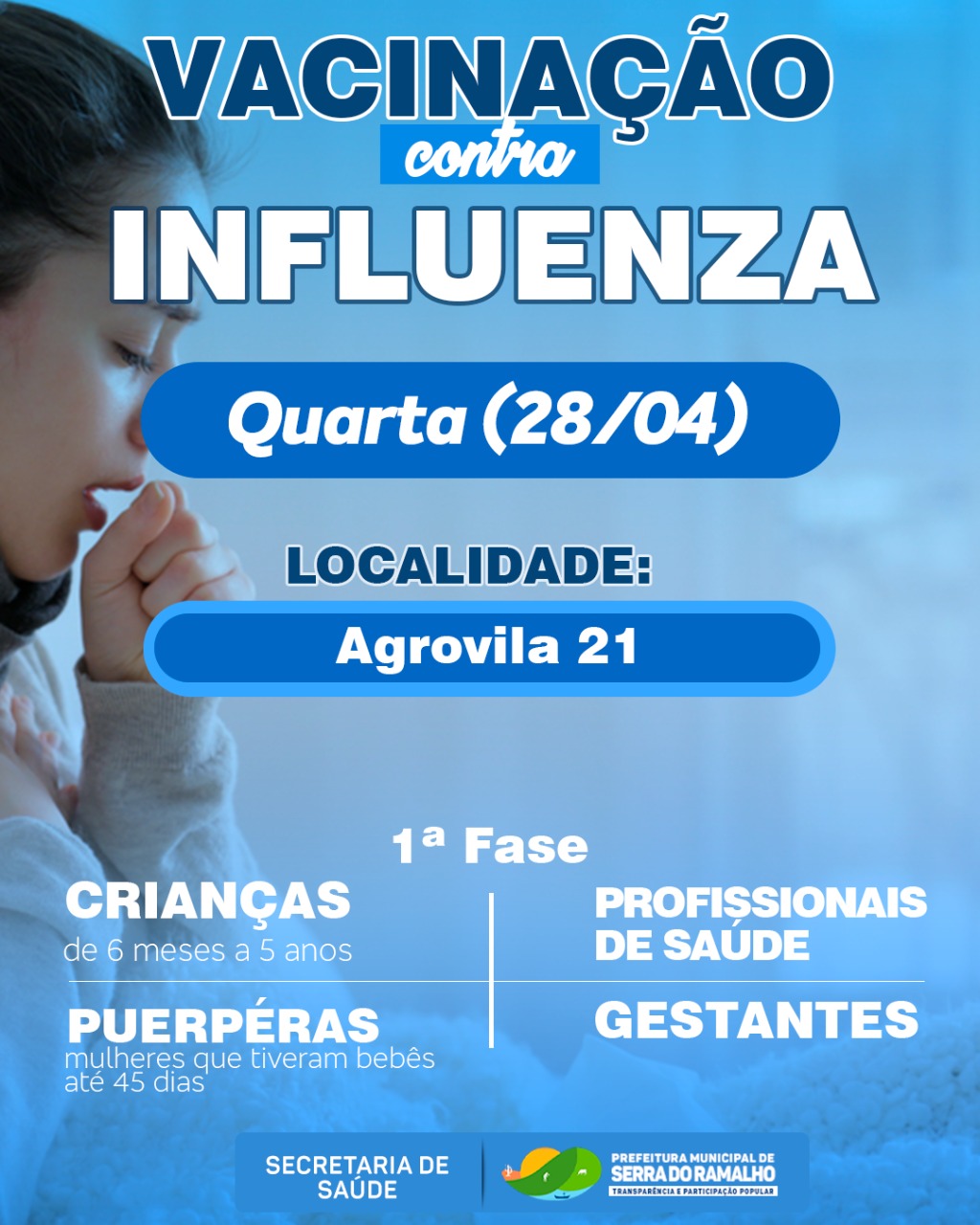 Vacinação contra influenza, quarta-feira 28 de abril 2021.