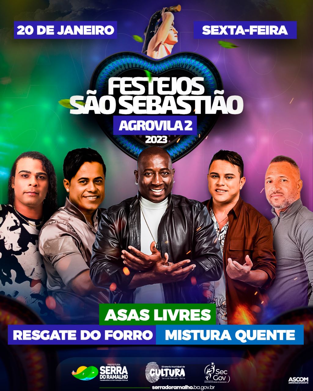 A Prefeitura Municipal tem a alegria de convidar a todos do município para os Festejos de São Sebastião de 2023 da Agrovila 02!